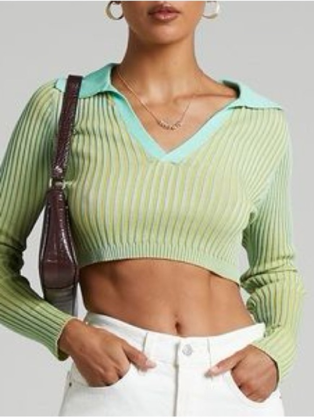 437 Ribbed Knit Cropped Top